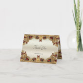 Fleurs d'or Carte de remerciements en pierre rouge (Devant)