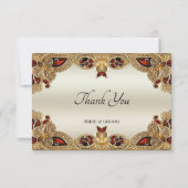 Fleurs d'or Carte de remerciements en pierre rouge (Devant)