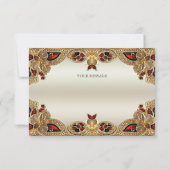 Fleurs d'or Carte de remerciements en pierre rouge (Dos)