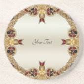 Fleurs d'or Dessous de verre en grès de grès de pi (Devant)