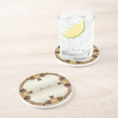 Fleurs d'or Dessous de verre en grès de grès de pi (Côté)