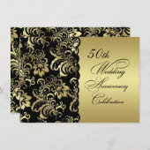 Fleurs d'or Invitation du 50e anniversaire du Mari (Devant / Derrière)