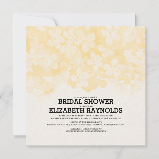 Fleurs d'or Invitations de douche nuptiale (Devant)