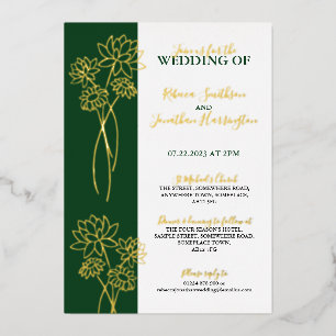 Fleurs d'or Mariage photo vert Invitation à huile