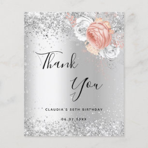 Fleurs d'or rose d'anniversaire carte de remerciem