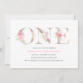 Fleurs d'or rose première Invitation d'anniversair (Devant)