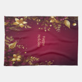 Fleurs d'or rouge Bourgogne Serviette de cuisine d (Horizontal)