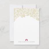 Fleurs d'or sur carte RSVP réponse blanche (Dos)