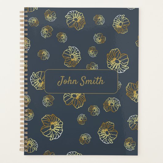 Fleurs d'or sur le script de motif floral Black_ (Devant)