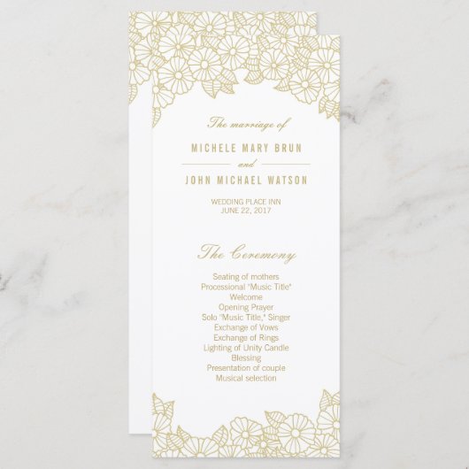 Fleurs d'or sur les Cartes en rack du programme de (Devant / Derrière)