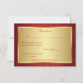 Fleurs d'or sur mariage damassé rouge RSVP (Dos)