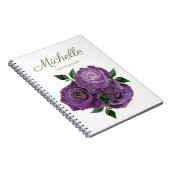 Fleurs d'or violet Carnet personnalisé blanc (Côté Droit)