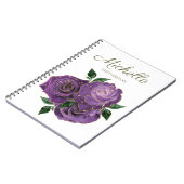 Fleurs d'or violet Carnet personnalisé blanc (Côté gauche)