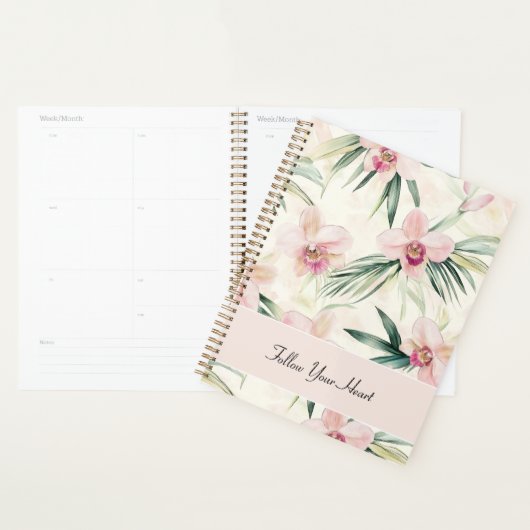 Fleurs d'orchidée rose blush vert Cœur (Devant avec enveloppe)