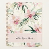 Fleurs d'orchidée rose blush vert Cœur (Devant)
