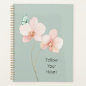 Fleurs d'orchidée rose papillon vert menthe (Devant)