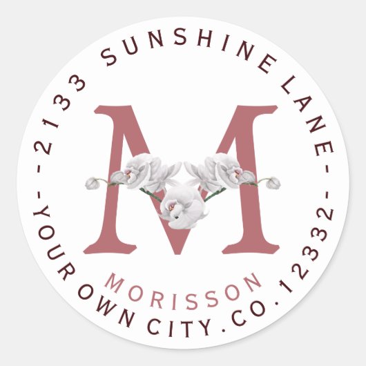 Fleurs d'orchidées blanches Étiquette de adresse c (Devant)