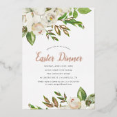 Fleurs dorées Dîner de Pâques Invitation à l'huile (Recto)