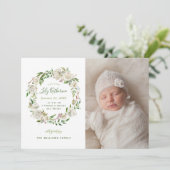 Fleurs dorées Floral Baby Photo Faire-part de nais (Debout devant)