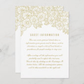 Fleurs dorées sur carte d'insertion de mariage bla (Devant / Derrière)