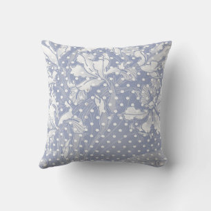 Fleurs douces Art Nouveau sur Coussin à pois