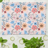 Fleurs douces & Petits Coeurs Serviette de cuisine (Plié)