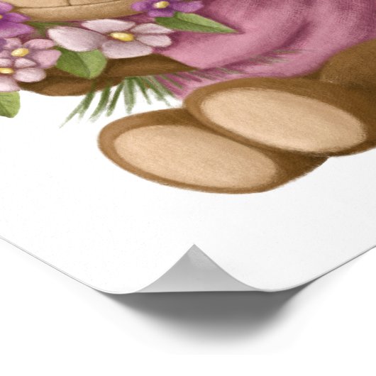 Fleurs d'ours aquarelle | Impression du mur d'ours (Coin)