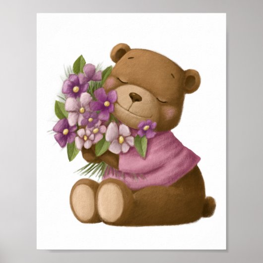 Fleurs d'ours aquarelle | Impression du mur d'ours (Devant)