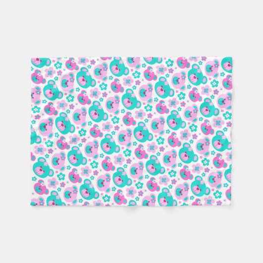 Fleurs d'ours en peluche couverture d'aqua rose (Devant (Horizontal))