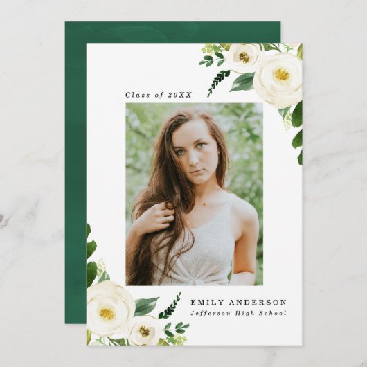 Fleurs du jardin | Invitations de la fête de gradu (Devant / Derrière)