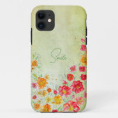 Fleurs eau couleurs coque iphone (Dos)
