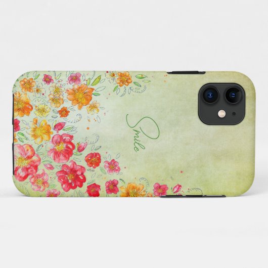 Fleurs eau couleurs coque iphone (Dos (Horizontal))