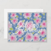 Fleurs Élégance Bonne Carte de Vacances (Devant / Derrière)