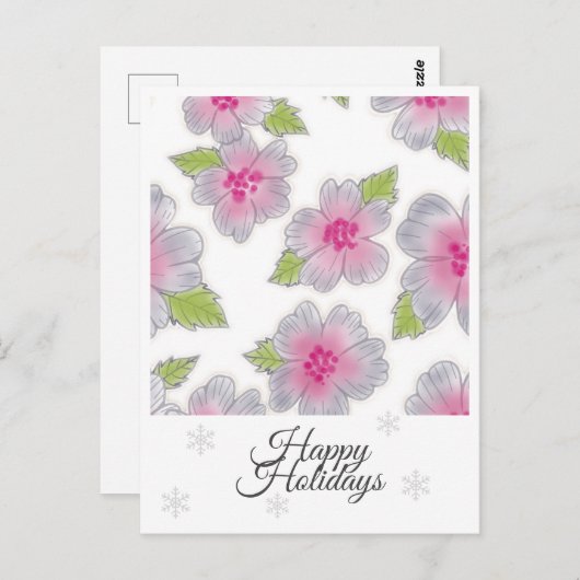 Fleurs Élégance Joyeuses Vacances Carte d'annivers (Devant / Derrière)