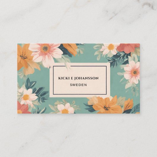 Fleurs Elégant Carte de visite aquarelle (Devant)