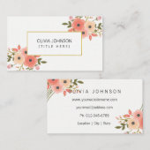 Fleurs élégantes Cartes de visite professionnels (Devant / Derrière)