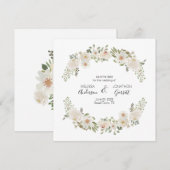 Fleurs élégantes de mariage blanc Save The Date (Devant / Derrière)