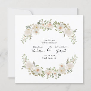 Fleurs élégantes de mariage blanc Save The Date