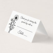 Fleurs Élégantes de Prairie Noir et Blanc Mariage (Front)