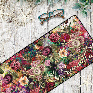 Fleurs élégantes feuille monogramme rouge motif fl