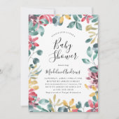 Fleurs élégantes | Invitation au Baby shower flora (Devant)
