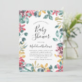 Fleurs élégantes | Invitation au Baby shower flora (Debout devant)