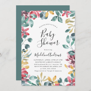Fleurs élégantes   Invitation au Baby shower flora