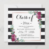 Fleurs élégantes Invitation du Graduation Party (Devant)