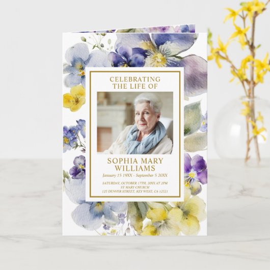 Fleurs élégantes Photo Mémorial Programmes funérai (Fleur jaune)