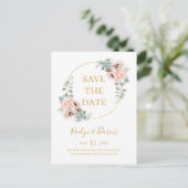 Fleurs Élégantes Rose | Cartes de Pré-annonce de M (Debout devant)