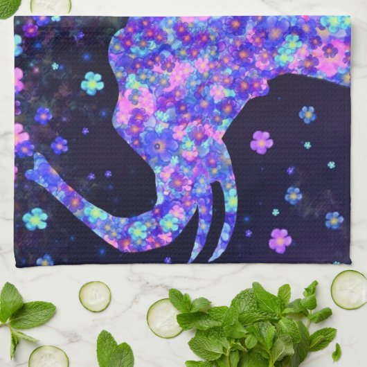Fleurs Eléphant Serviette de cuisine (Plié)