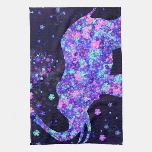 Fleurs Eléphant Serviette de cuisine (Vertical)