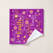 Fleurs Emily nom serviettes en texte violet (Gant de toilette)