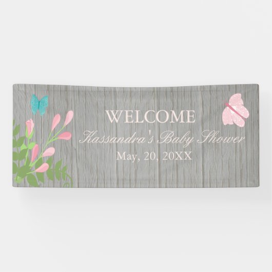Fleurs en fleur avec la bannière de baby shower de (Horizontal)